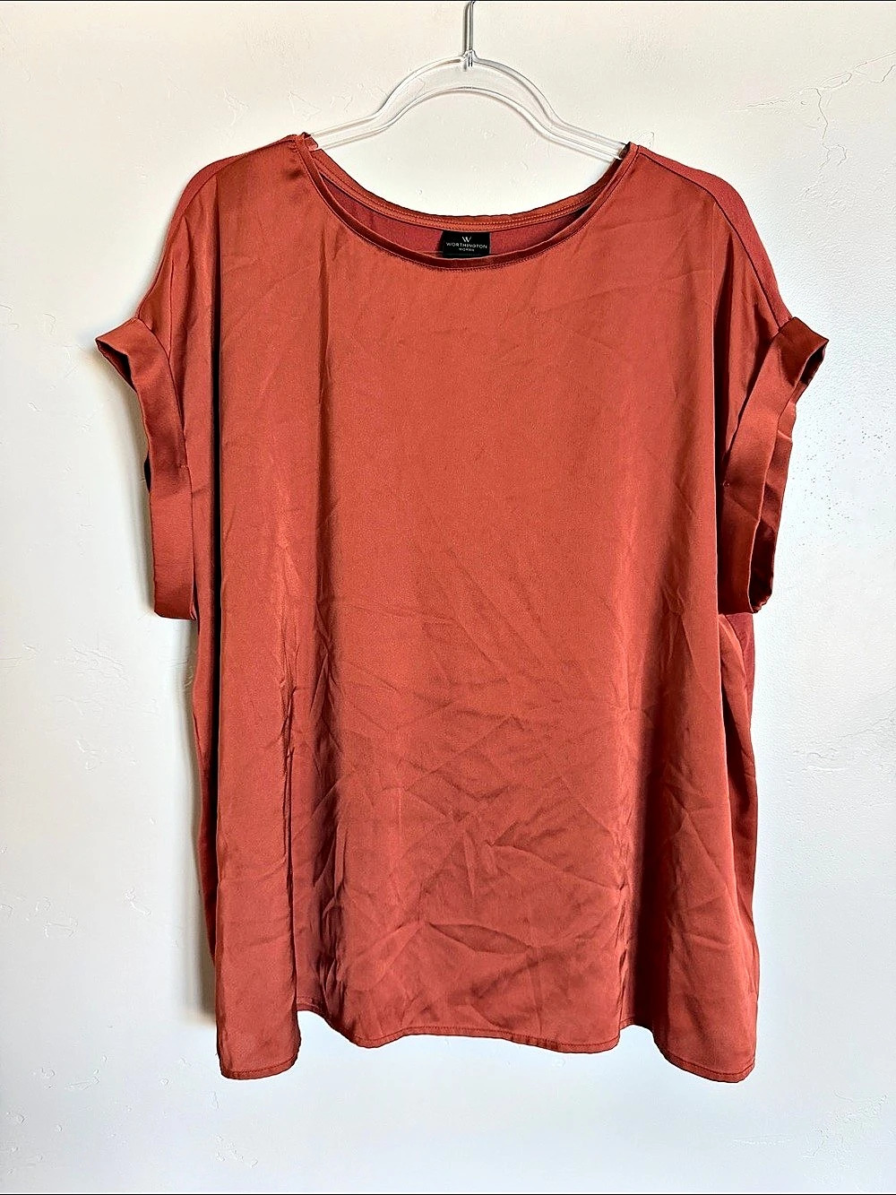 Worthington Satin Tunic in Red Brick Size 1X